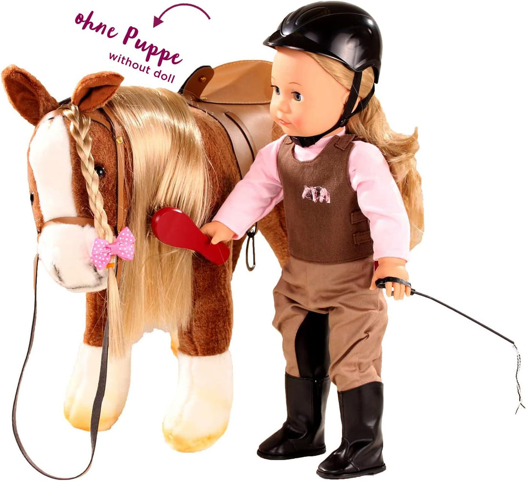 Götz 3402375 Brown Beauty Kämmpferd - braunes Plüschpferd mit einem Stockmass von ca. 37 cm und eine