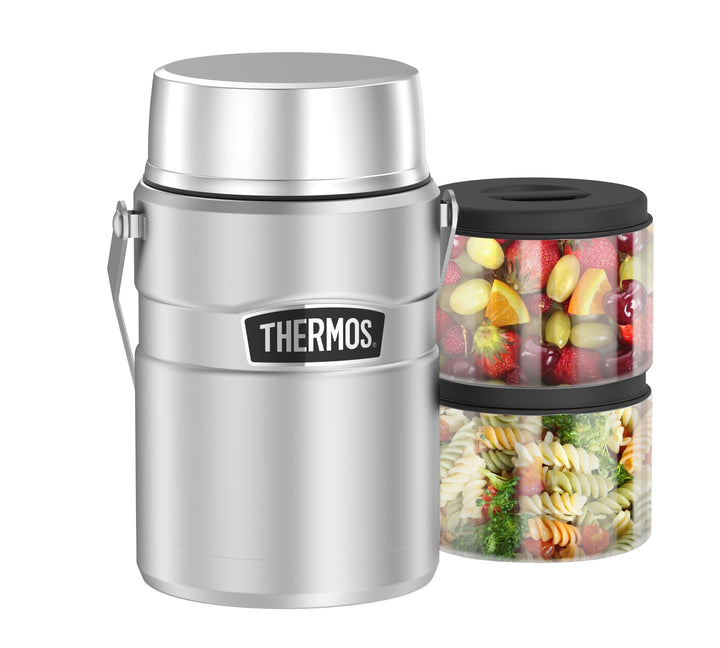 Thermos STAINLESS KING FOOD JAR 1,2l, steel, Thermosbehälter aus Edelstahl mit Einsätzen und Henkel,