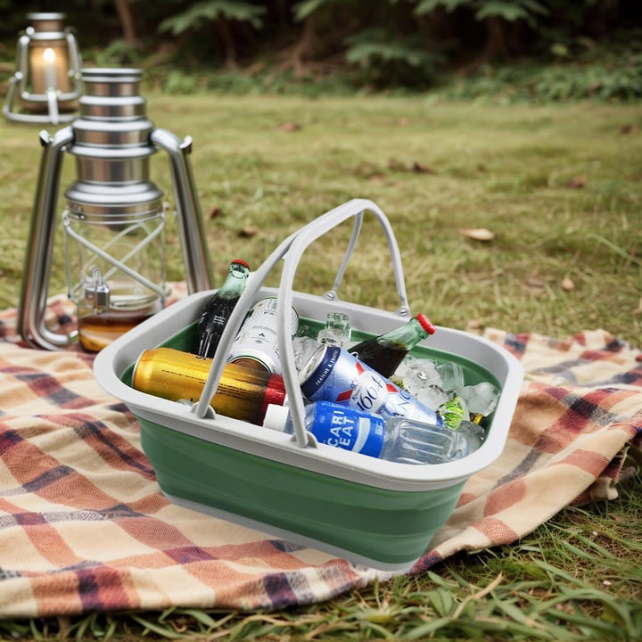 SAMMART 15L Zusammenklappbarer Korb mit Griff - Tragbarer Picknickkorb/Krater für den Aussenbereich