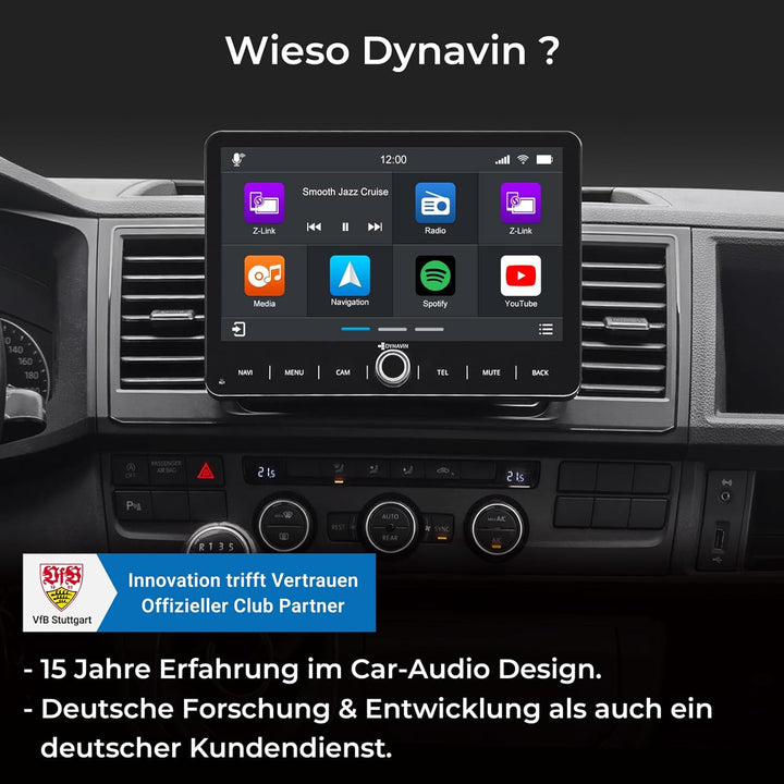 DYNAVIN Android Autoradio Navi für VW T5 T6 Caddy Tiguan Sharan Skoda, 10,1 Zoll Radio mit Wireless