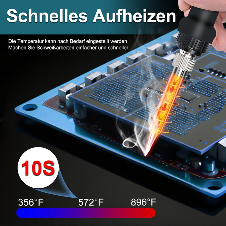 Akku Lötkolben Set kompatibel mit Makita 18V Akku, tragbarer Lötkolben mit USB und Typ-C, einstellba