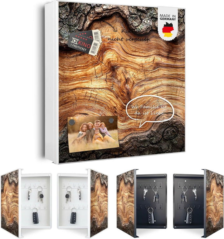 banjado Grosser Schlüsselkasten Glas - Schlüsselbox 30x30cm mit 50 Haken - Schlüsselkasten modern fü