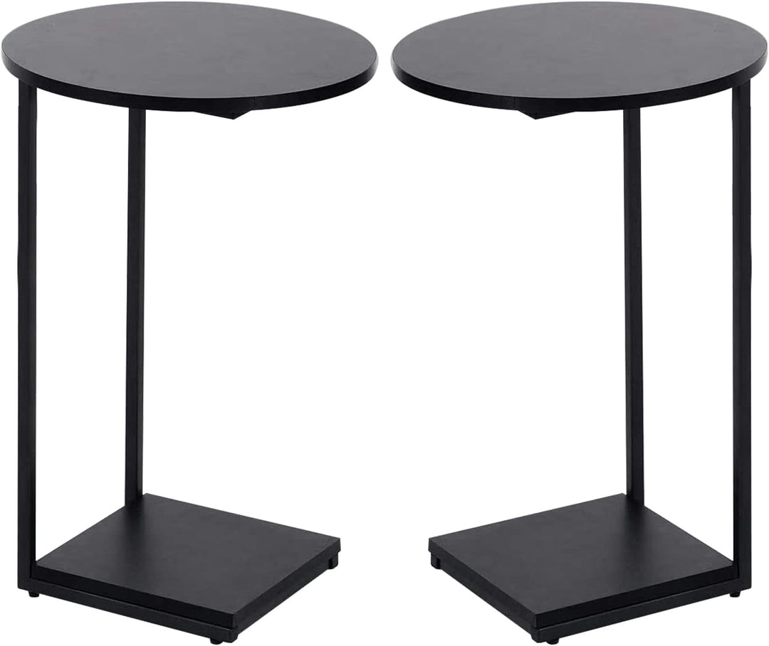 HDANI C-förmiger Beistelltisch 2er Set, Runder Couchtisch Sofatisch Nachttisch Nachttisch Laptoptisc