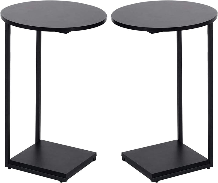 HDANI C-förmiger Beistelltisch 2er Set, Runder Couchtisch Sofatisch Nachttisch Nachttisch Laptoptisc