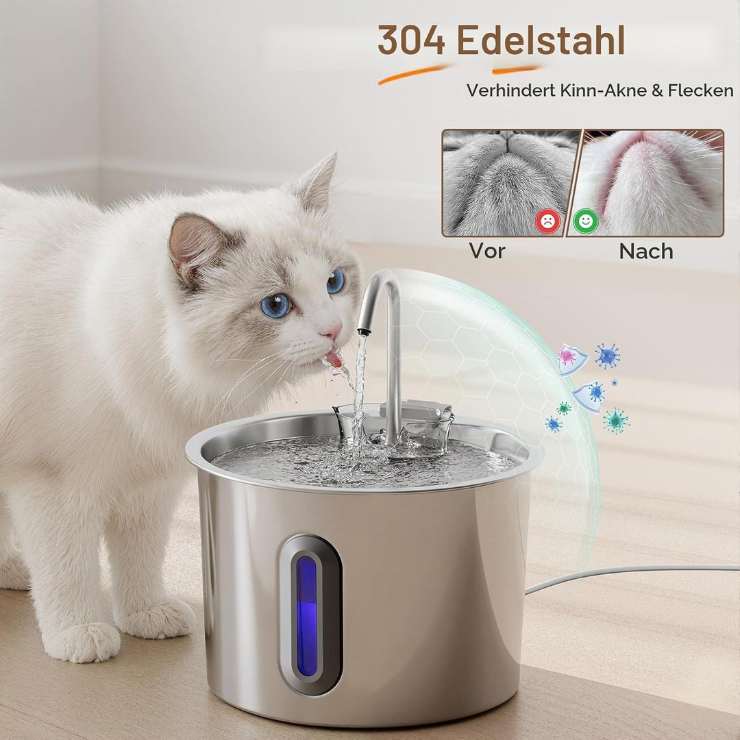 Zivacate Katzenbrunnen - 2,2L Trinkbrunnen für Katze, Automatischer Haustierbrunnen mit Extrem Leise