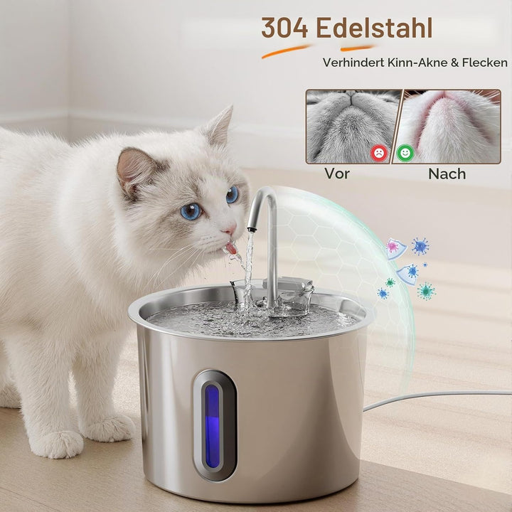 Zivacate Katzenbrunnen - 2,2L Trinkbrunnen für Katze, Automatischer Haustierbrunnen mit Extrem Leise