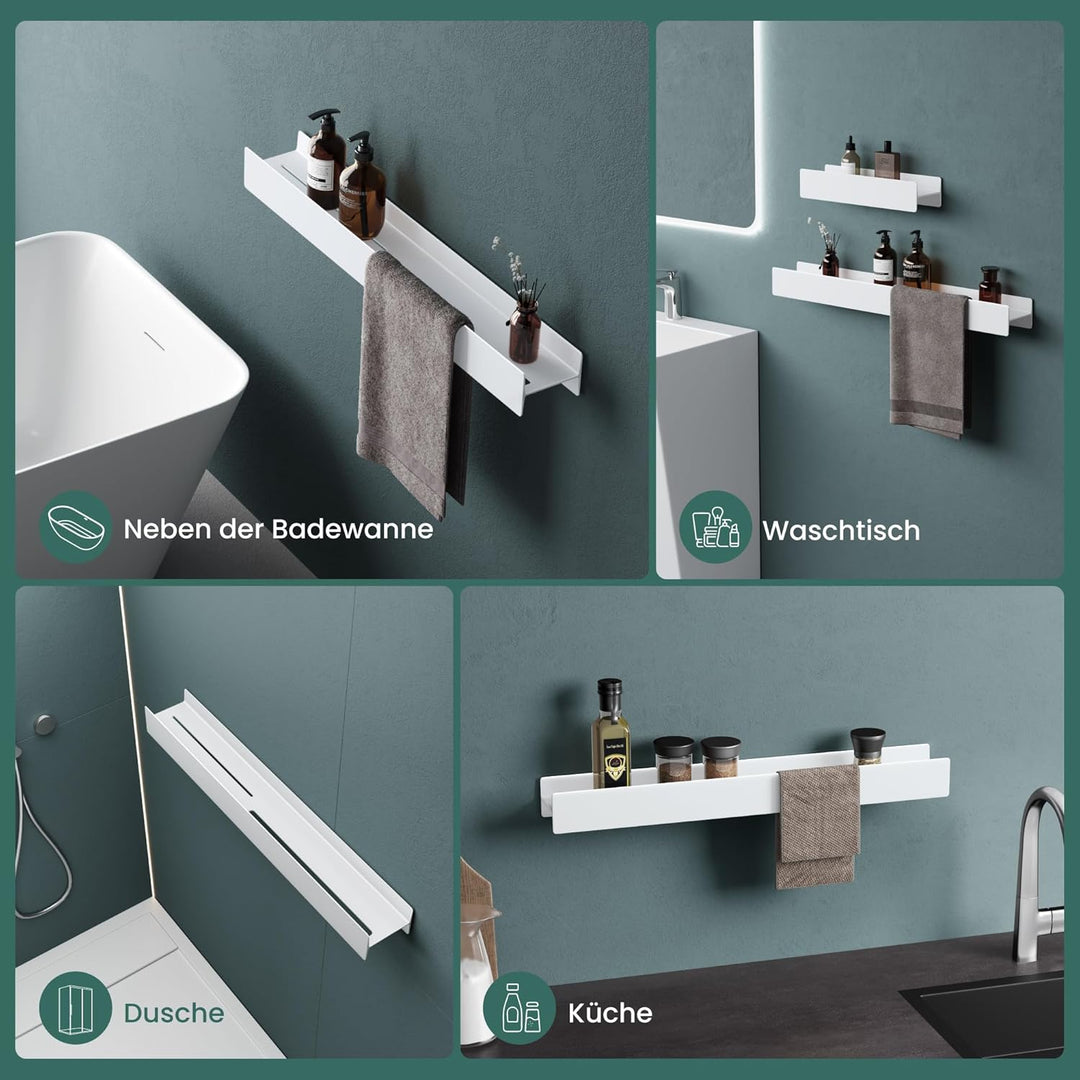 Mai &amp; Mai Duschablage zum Bohren oder Kleben Duschregal Badablage 80cm Badezimmerablage zur Wandmont
