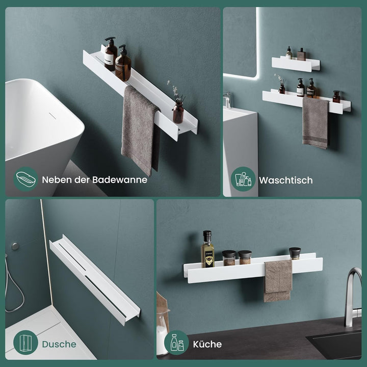 Mai &amp; Mai Duschablage zum Bohren oder Kleben Duschregal Badablage 80cm Badezimmerablage zur Wandmont