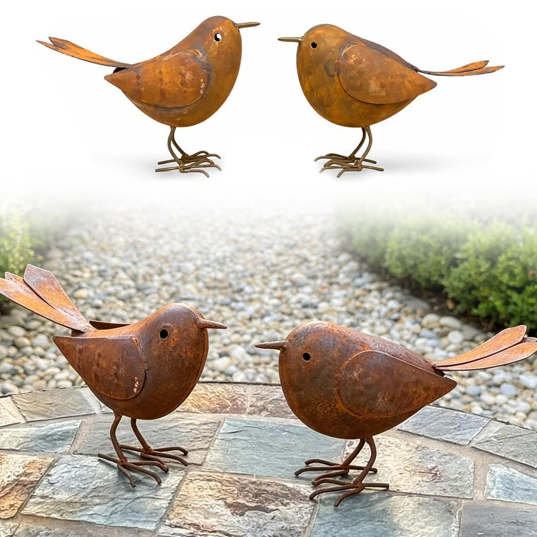 Gartenstecker Rost,2 Stück Vögel Gartenstecker,Rost Vogel Gartendeko für Draussen,Dekorative Gartenp