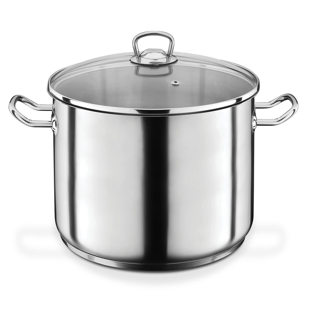 GSW 643437 Profi Jumbotopf mit Glasdeckel 28x25cm / ca. 15,0 Liter, Edelstahl, silber, 28 cm, 2-Einh