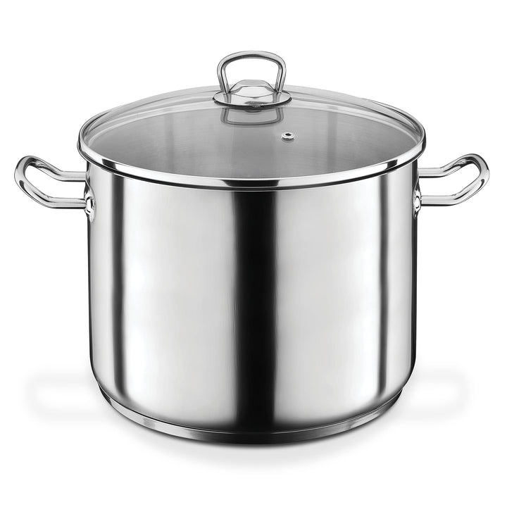 GSW 643437 Profi Jumbotopf mit Glasdeckel 28x25cm / ca. 15,0 Liter, Edelstahl, silber, 28 cm, 2-Einh