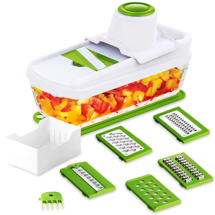 TAVIALO Gourmet Mandoline Gemüsehobel-Set 11Teilig, Hobel küche, Gemüseschneider für Stifte, Scheibe