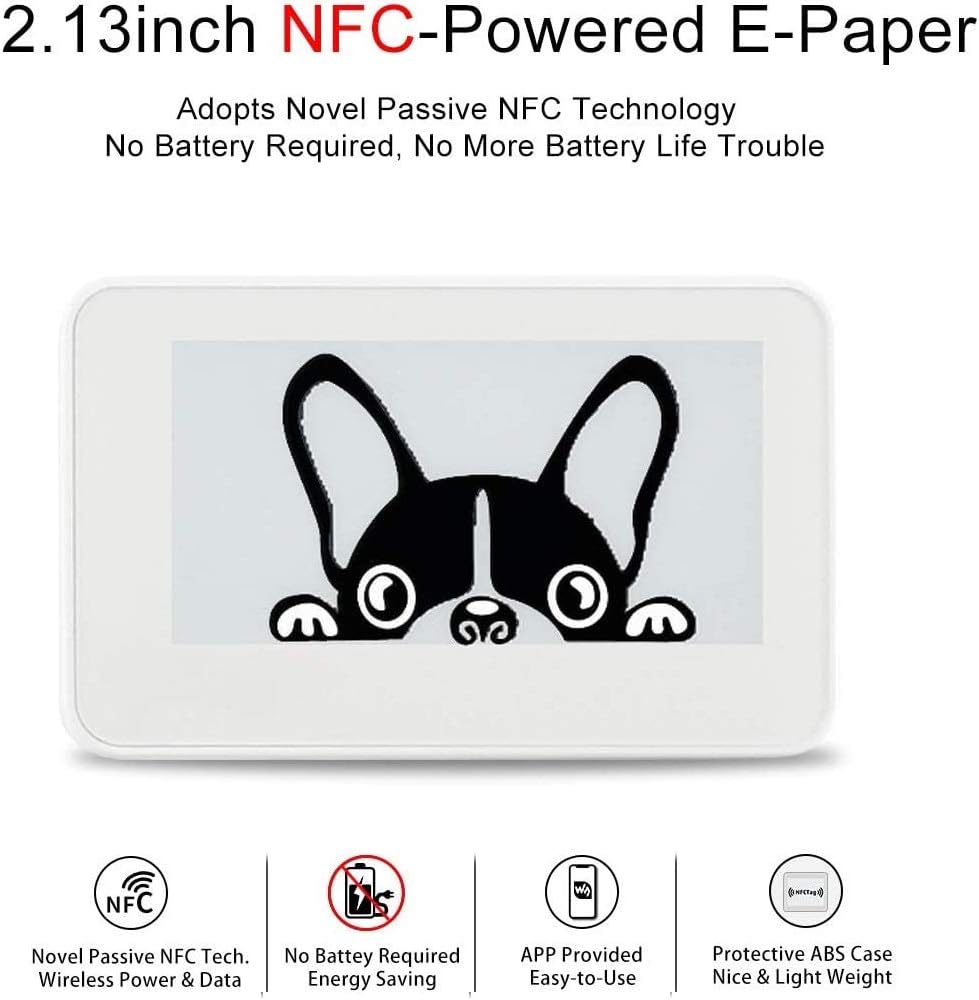 IBest 2.13inch Passive NFC-Powered e-Paper Black/White e-Ink Display, No Battery Required, Wireless