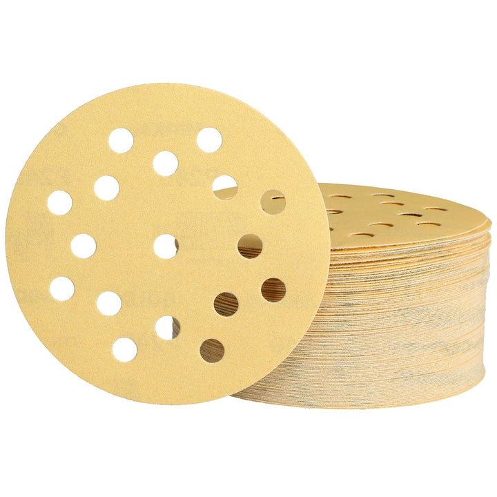 Mirka Gold Universal-Schleifpapier Ø 125mm Klett 17-Loch, Korn P240, 100 Stk / Zum Schleifen von Gip