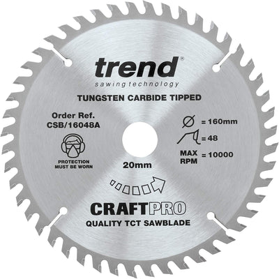 Trend CraftPro Dreierpack TCT Kreissägeblätter 160mm, enthält das CSB/16024A, das CSB/16048A und das