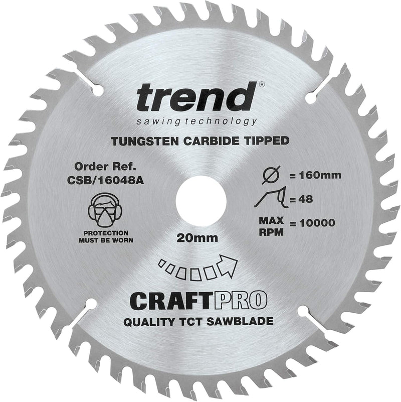 Trend CraftPro Dreierpack TCT Kreissägeblätter 160mm, enthält das CSB/16024A, das CSB/16048A und das