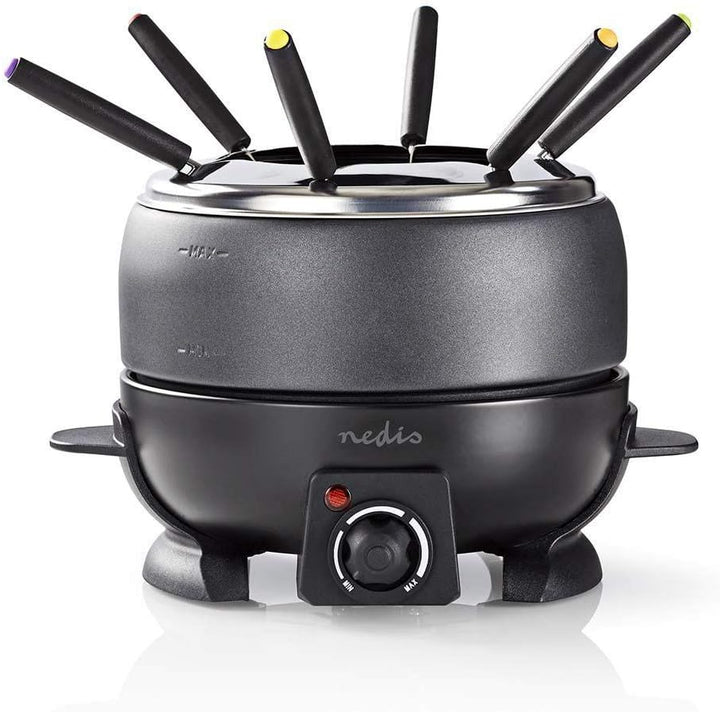 Nedis - Fondue-Set - 6 Personen - 2,3 L - 800 W - Einstellbare Temperaturregulierung - Abnehmbaren G