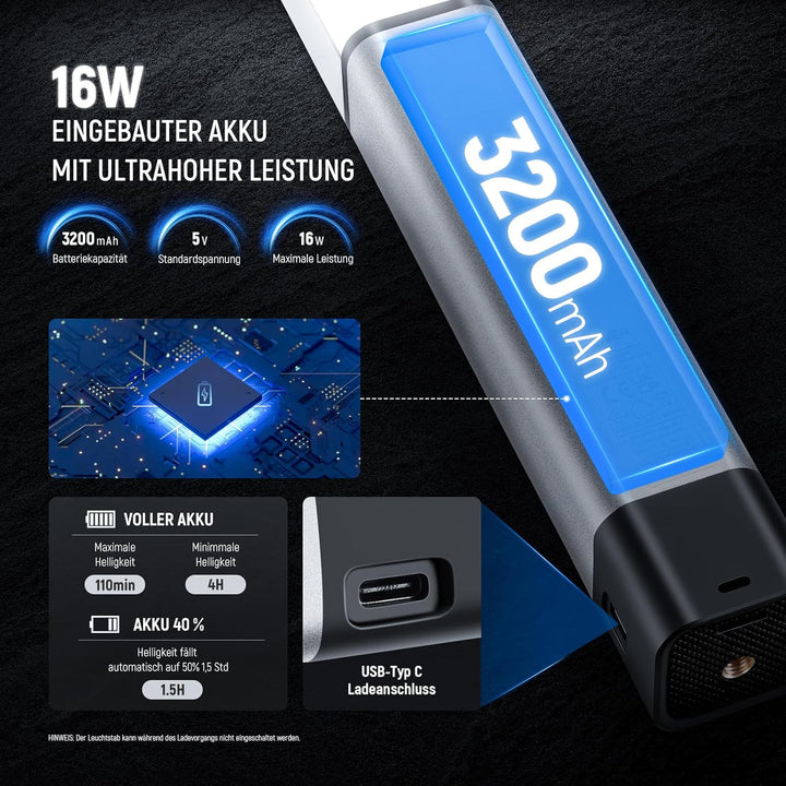 NEEWER CL124 PRO Handheld LED Leuchtstab, zweifarbiger Video Lichtstab mit 2,4G Steuerung, verbesser
