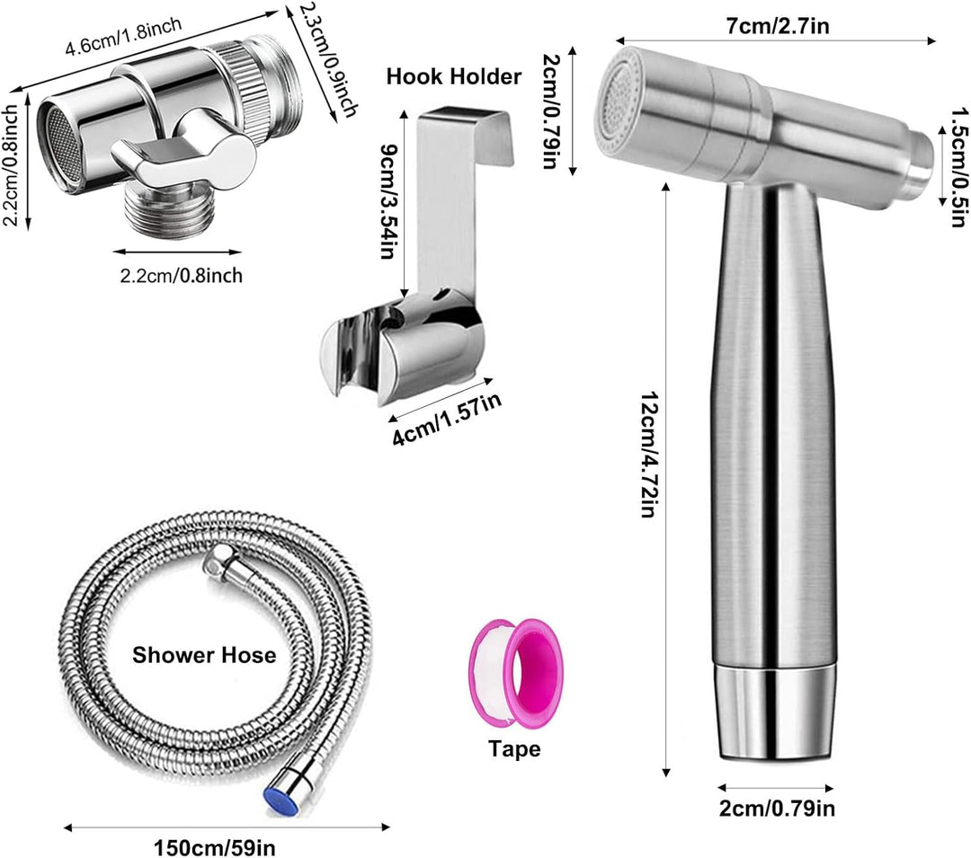 Bidet Edelstahl Handbrause, handgehaltenes Bidet-Toilettensprühgerät mit Dual-Modus (Jet/Stream) ， m