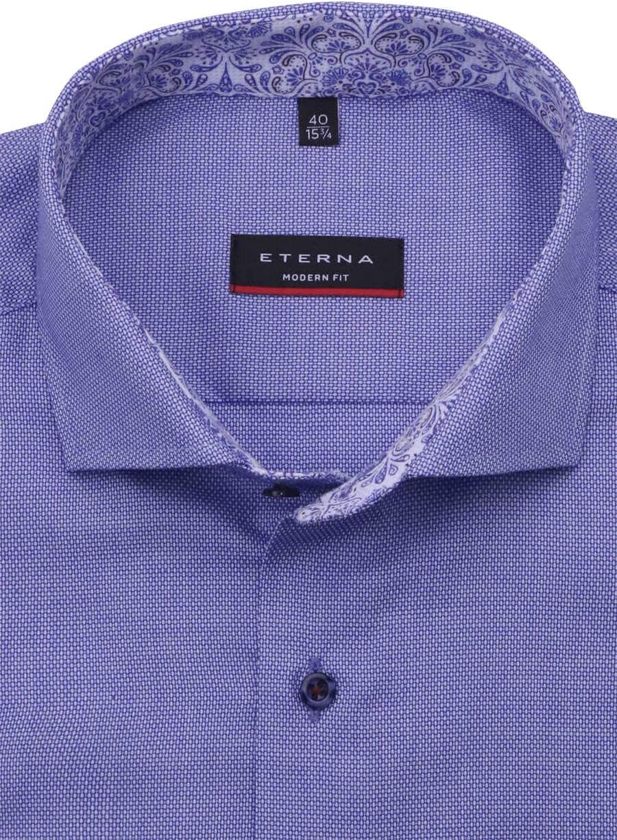 eterna Modern Fit Hemd Langarm Haifischkragen Struktur blau Grösse 45