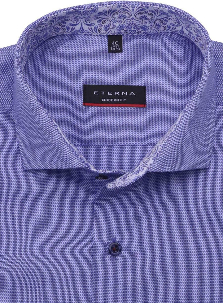 eterna Modern Fit Hemd Langarm Haifischkragen Struktur blau Grösse 45