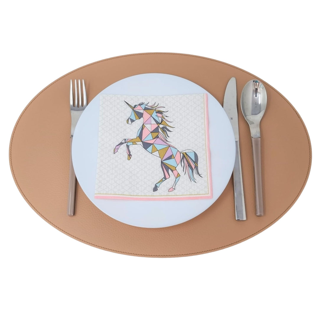 Nikalaz Oval Platzsets aus Recyceltem Leder, 4 Stück Tischsets, Tisch-Matten, Platzdeckchen 45.7 x 3