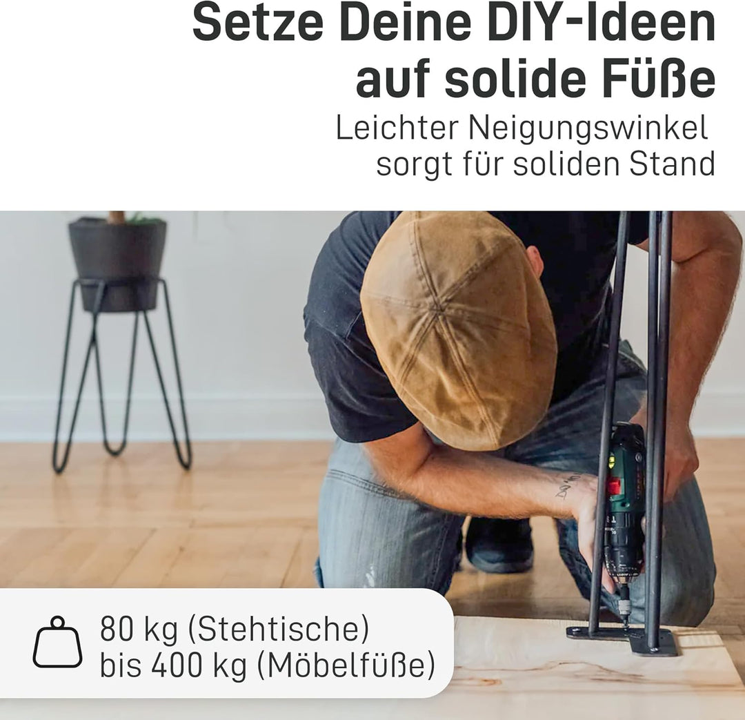 Natural Goods Berlin 4X Hairpin Leg Tisch-Beine | Möbel-Füsse aus Metall | Hairpin Legs für DIY-Proj