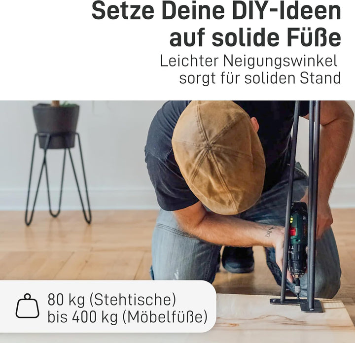 Natural Goods Berlin 4X Hairpin Leg Tisch-Beine | Möbel-Füsse aus Metall | Hairpin Legs für DIY-Proj