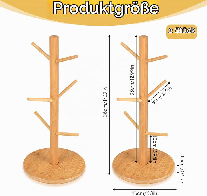 2 Stück Brezelständer Holz, 16x36cm Brezenständer 6-armig Vielseitig als Tassenständer Wurstständer