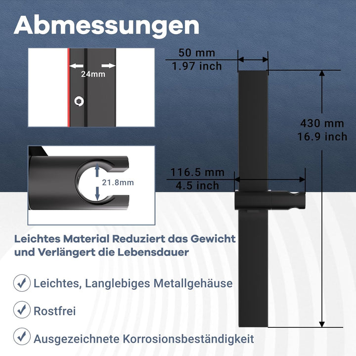DETBOM Duschstange ohne Bohren Brausestange mit Kleber Metall Duschstange mit Duschkopfhalterung Höh