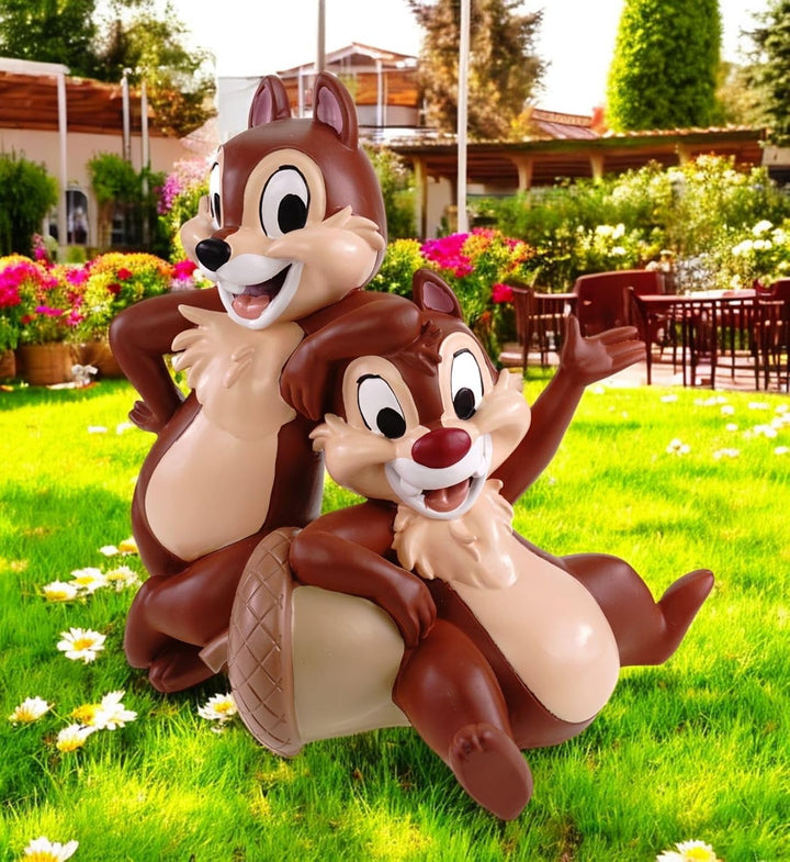Gartenfigur Chip und Chap 33cm Wetterfest Disney Dekoration Garten und Zuhause | Polyresin Statue |
