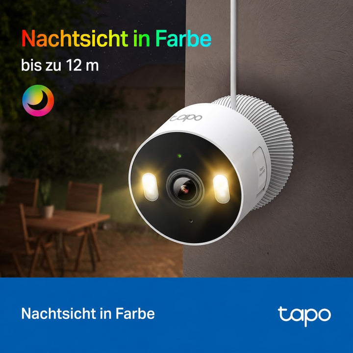 Tapo C113 2K 3MP Überwachungskamera für Innen und draussen, Farbnachtsicht, Personenerkennung, Zwei-