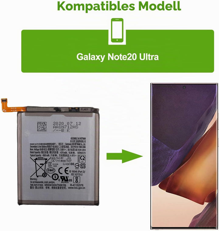 SwarKing Ersatz Akku Kompatibel mit Samsung Galaxy Note20 Ultra EB-BN985ABY with Toolkit