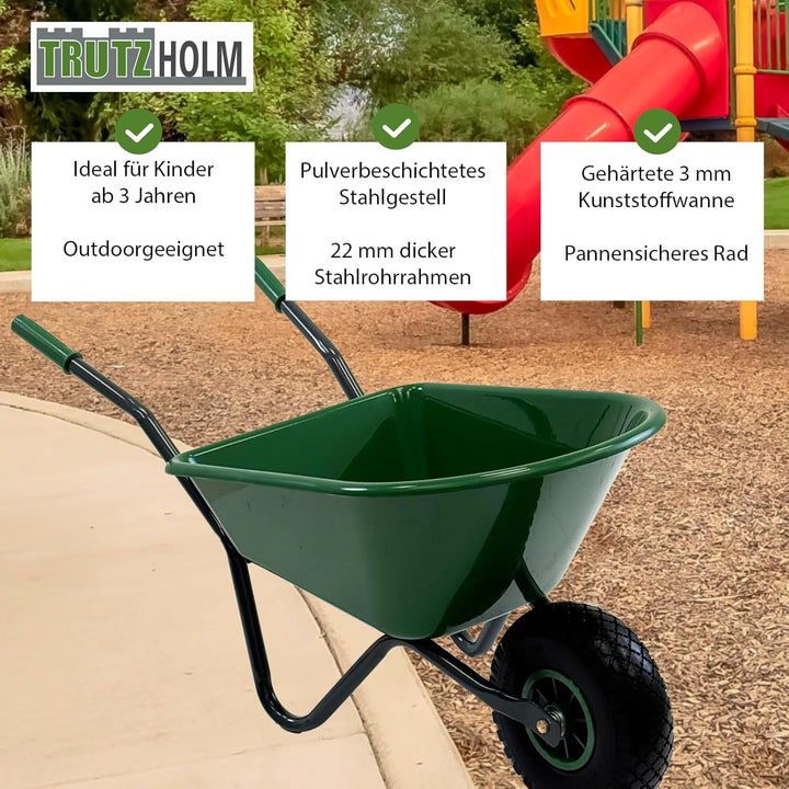 TRUTZHOLM Kinderschubkarre Uni 3,6 kg 40 kg Traglast Stahl Kunststoff grün Vollgummirad Schiebkarre
