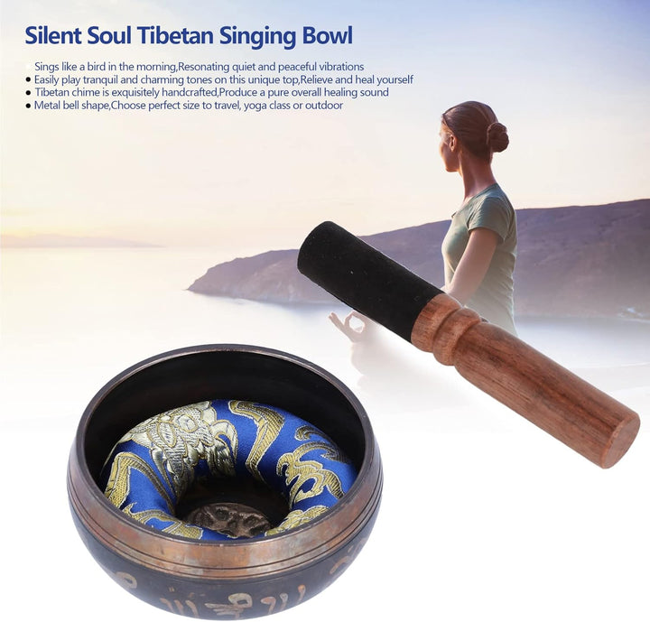 Tibetisches Klangschalen Set, Handgefertigte Meditations Buddha Klangschale, Zen Dekor für Yoga Medi