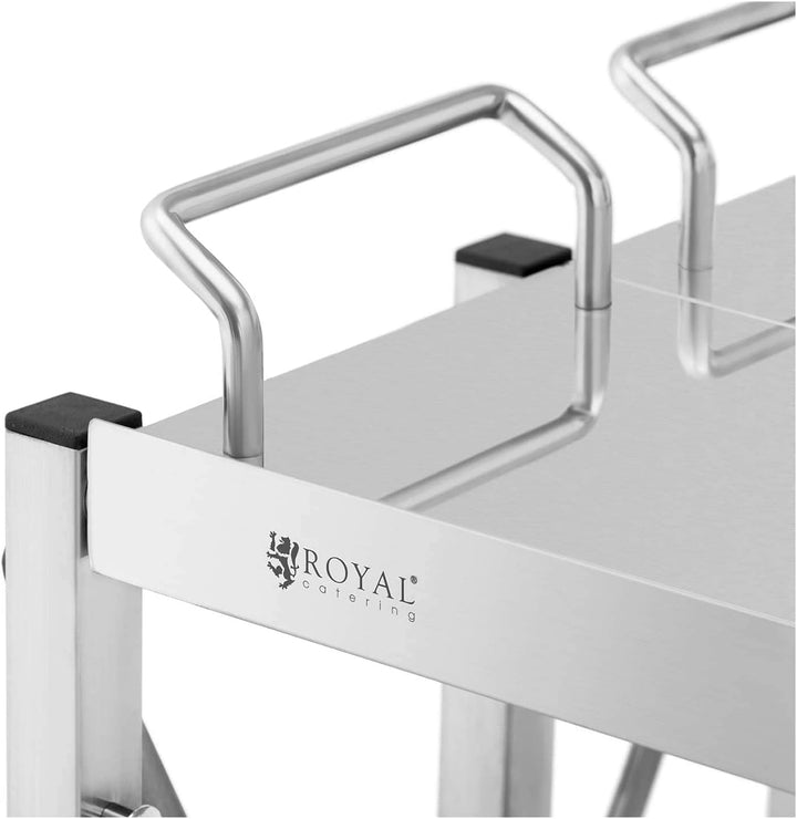 Royal Catering RCSW-100 Servierwagen 3 Borde 40 x 58 cm 90 kg faltbar Küchenwagen Edelstahl Küchenro