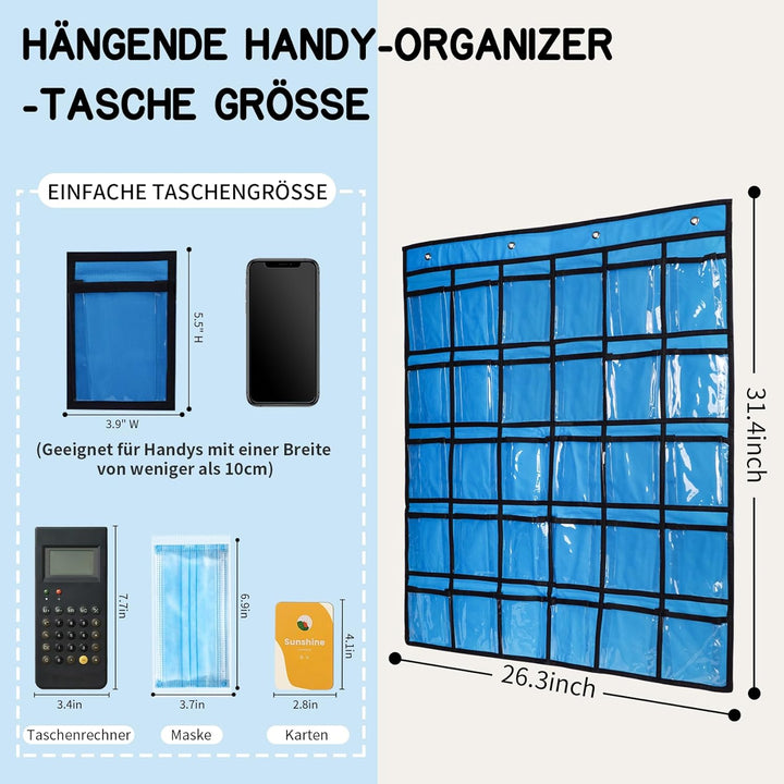 30 klare Taschen Aufbewahrungstasche Für Klassenzimmer,Handygarage Schule,Handy Aufbewahrungsbox,Han