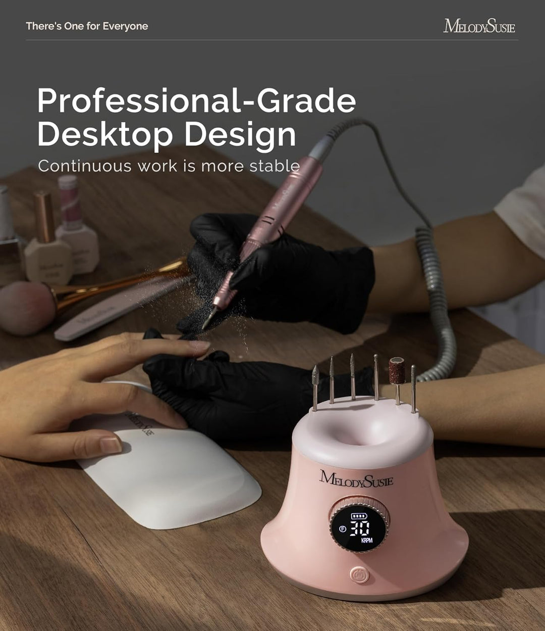 MelodySusie Elektrischer Nagelfräser, SC320G 30000U/MIN Professionelles Nagelfeilen-Bit & Schleifbän