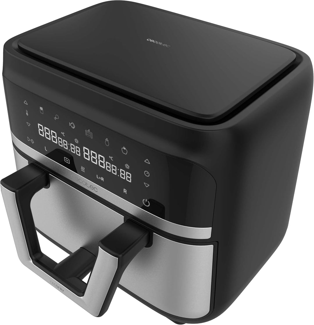 Cecotec Heissluftfritteuse ohne Öl - 9L teilbar in 2 - Air Fryer Cecofry Dual 9000. 2850W, diätetisc