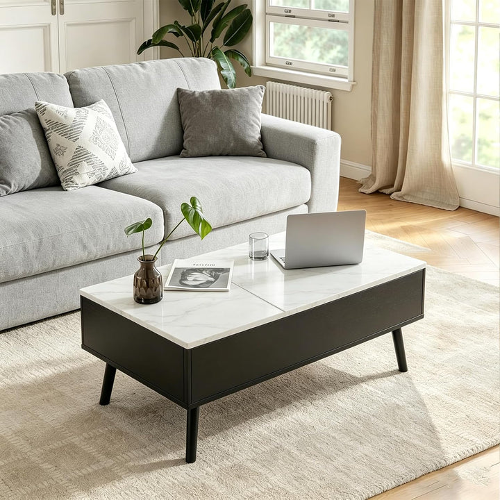 JanflyHome Höhenverstellbarer Couchtisch, Couchtisch, Hubplatte Couchtisch, Couchtisch mit Schiebepl