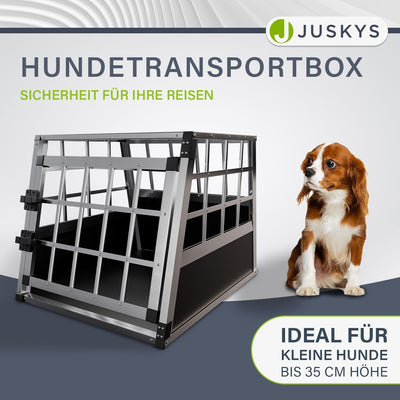 Juskys Alu Hundetransportbox M - 69x54x51 cm - Auto Hundebox robust & pflegeleicht - Gittertür versc