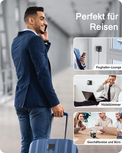 LENCENT Reiseadapter Reisestecker Weltweit mit 3 USB- und 1 Typ-C Anschlüsse und AC Steckdosenadapte
