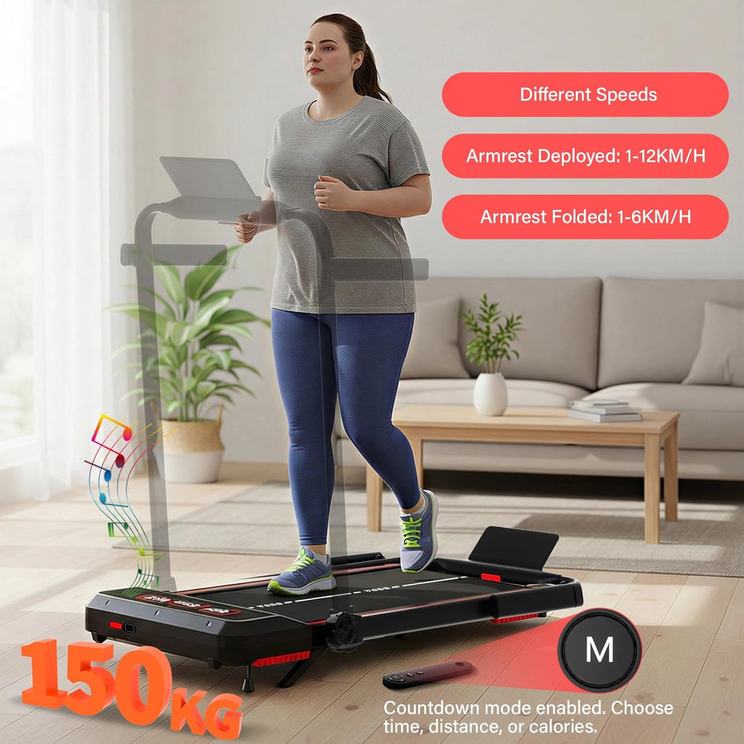 TODO Laufband für Zuhause mit 10% Neigung, 1-12km/h Walking Pad klappbar, 3.5HP Schreibtisch Treadmi