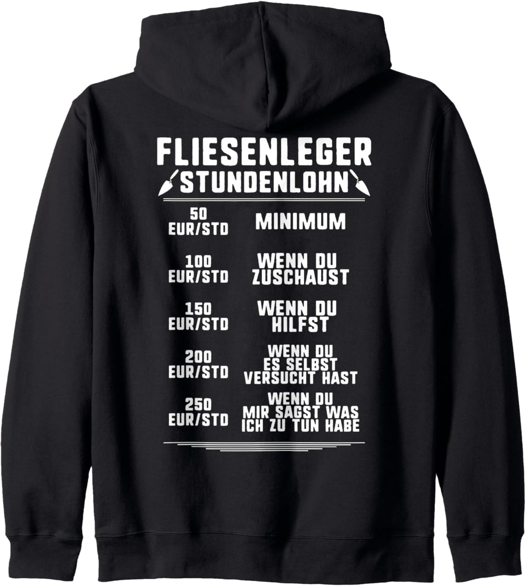 Stundenlohn Fliesenleger Kapuzenjacke