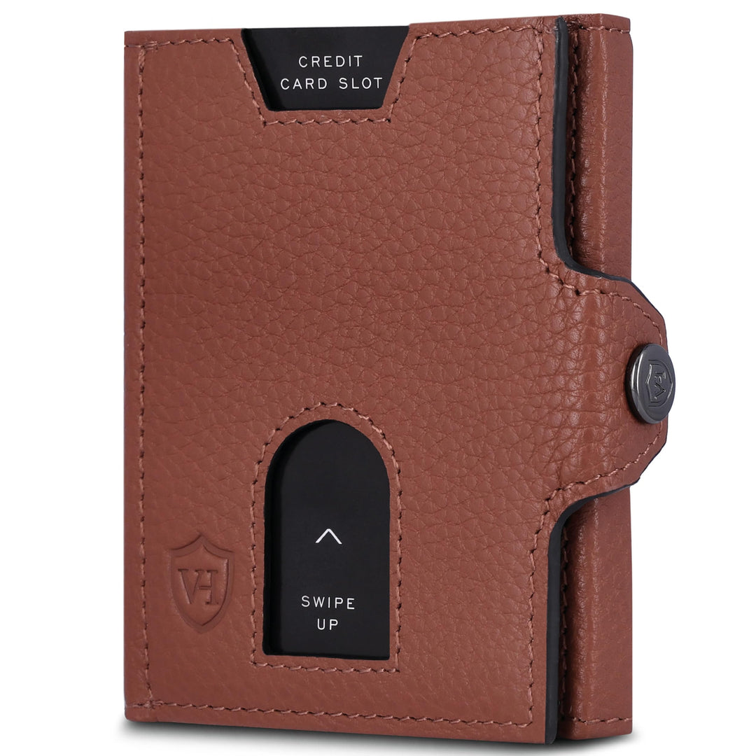 VON HEESEN Slim Wallet mit Münzfach &amp; RFID-Schutz - Leder Geldbeutel - Mini Geldbörse für Herren und