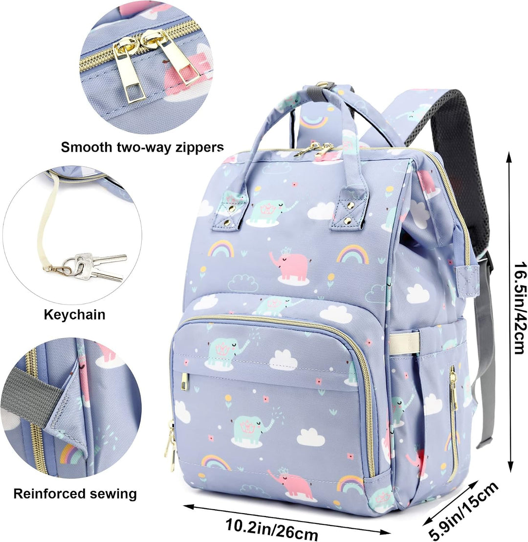 Wickeltasche Rucksack für Babys, Mädchen, Mutter, wasserdicht, grosse Windeltaschen für Frauen, Elef