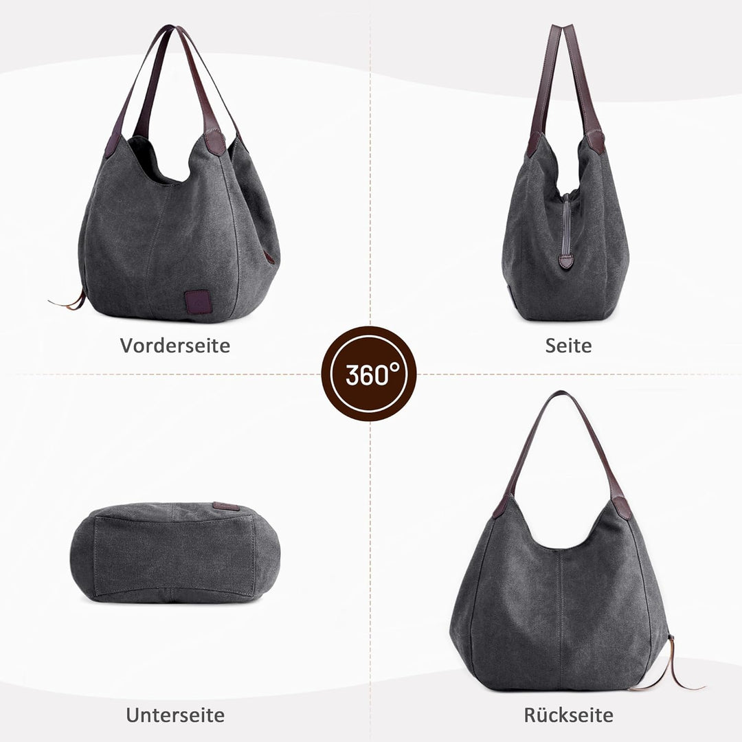 DIRRONA Mode Damen Canvas Handtasche Damen Canvas Schultertasche Canvas Tragetasche Leicht Sanft Han