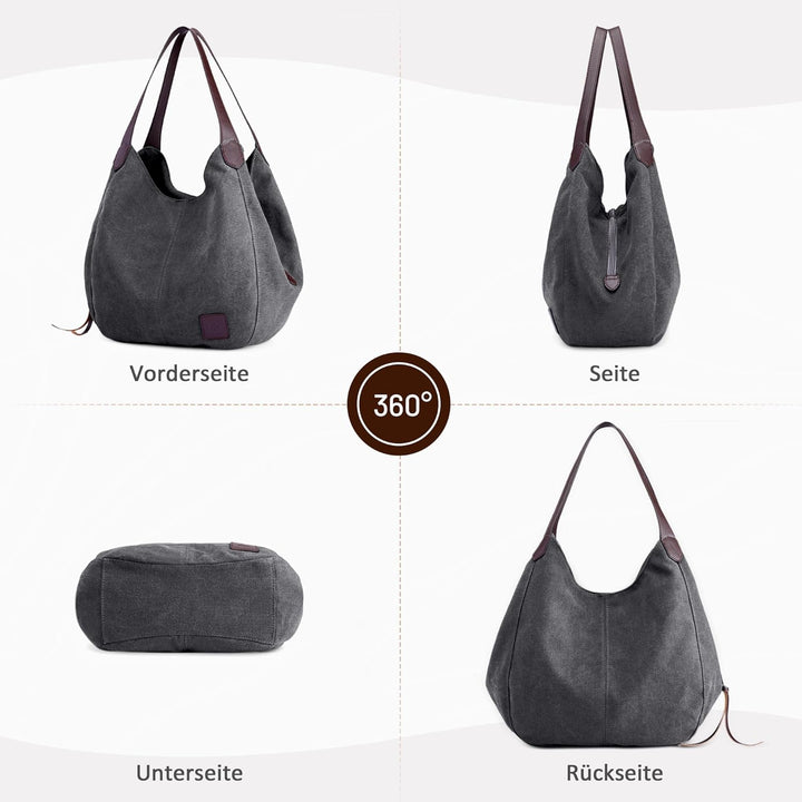 DIRRONA Mode Damen Canvas Handtasche Damen Canvas Schultertasche Canvas Tragetasche Leicht Sanft Han