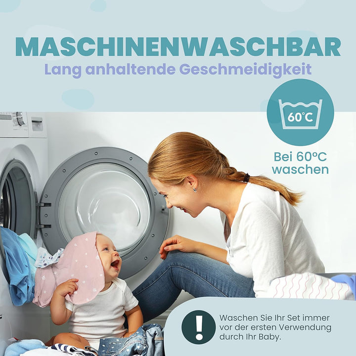 2X Spannbettlaken aus 100% Baumwolle mit Gummiband - 1X Matratzenschoner aus 100% wasserdichtem Mate