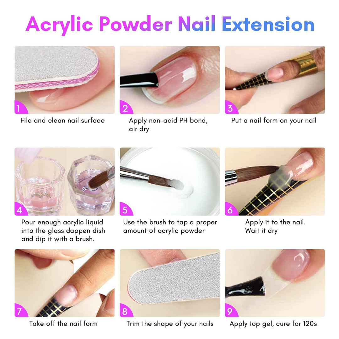 SAVILAND Acryl Liquid für Nägel – 240ML Acryl Liquid mit 3 Acryl Pinsel Grösse (8/10/14) für Acryl A